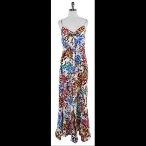 Ali Ro floral silky slit bottom maxi dress sz 4